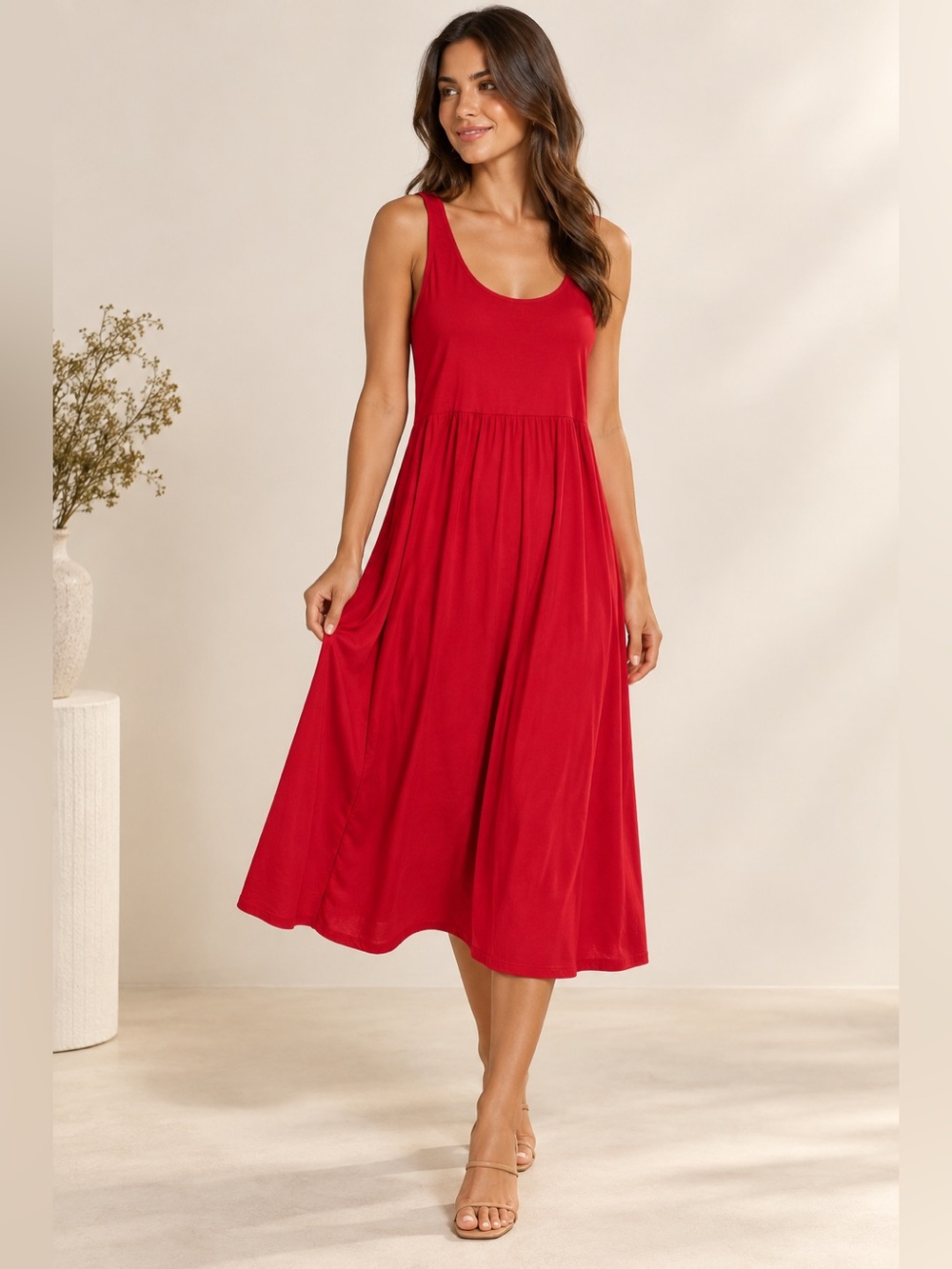 A New Day Red Sleeveless Midi Dress XL NWT